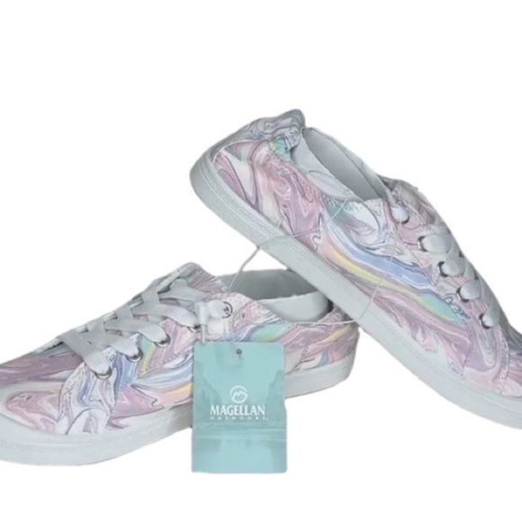 Pastel Swirl Sneakers White Canvas Summer Tie Slip On Pink Blue Gray Lavender - Picture 10 of 16